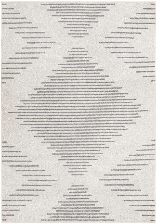 Ivory and Gray 7' 1 x 10' Kai Rectangle Area Rug Easy Clean 100% Polypropylene With Cotton Backing Modern Geometric Carpet for Living, Dining, Office, Bedroom for Sale at Rug Engine