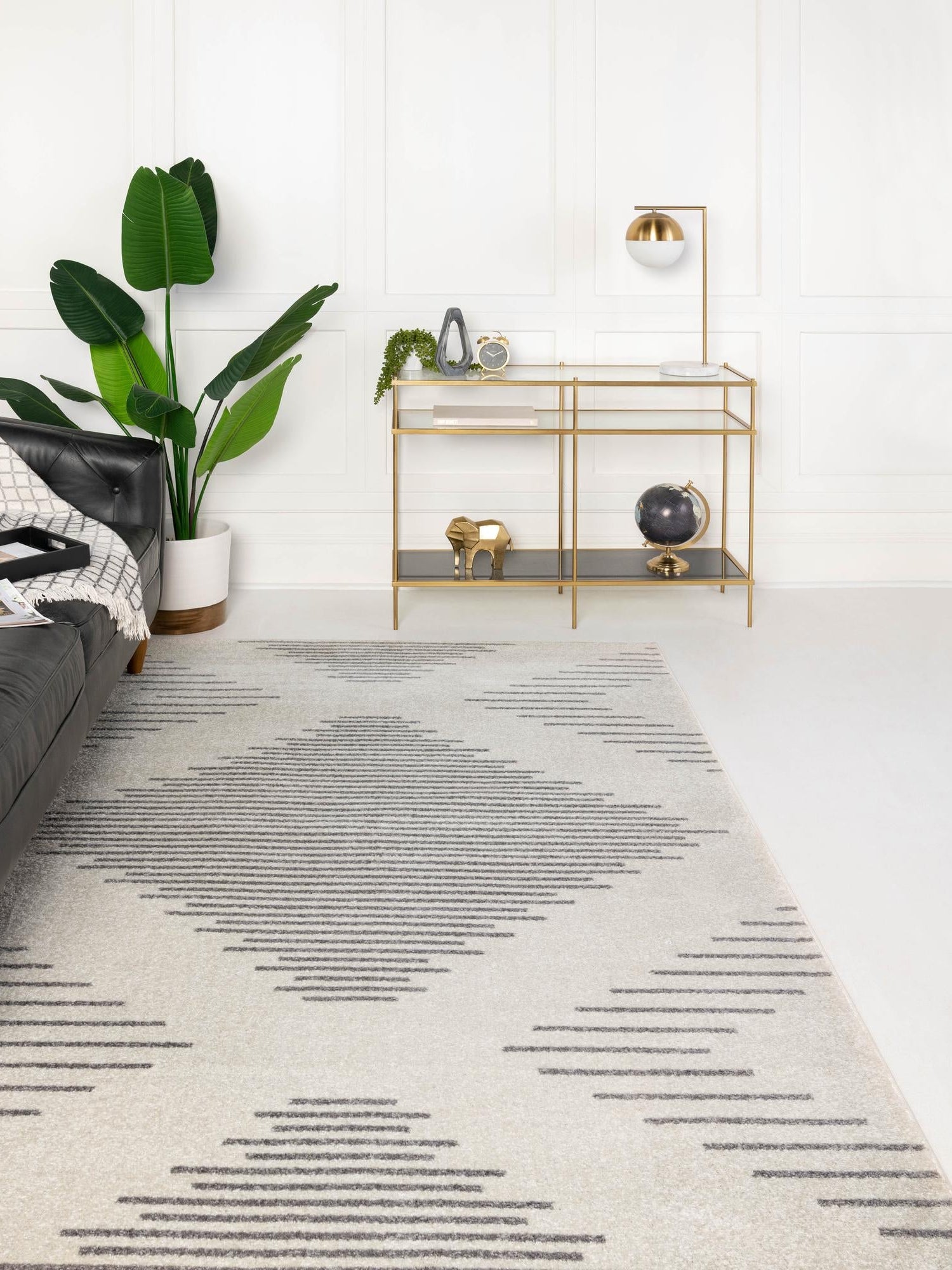 Ivory and Gray 6' 1 x 9' Kai Rectangle Area Rug Easy Clean 100% Polypropylene With Cotton Backing Modern Geometric Carpet for Living, Dining, Office, Bedroom for Sale at Rug Engine