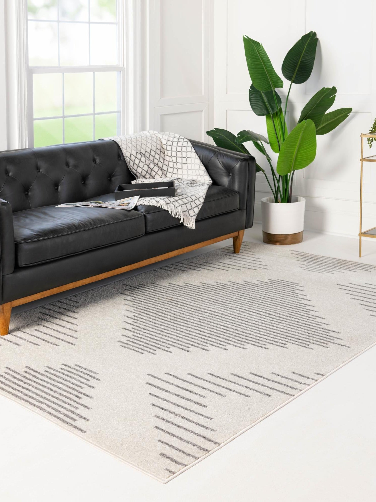 Ivory and Gray 5' 3 x 8' Kai Rectangle Area Rug Easy Clean 100% Polypropylene With Cotton Backing Modern Geometric Carpet for Living, Dining, Office, Bedroom for Sale at Rug Engine