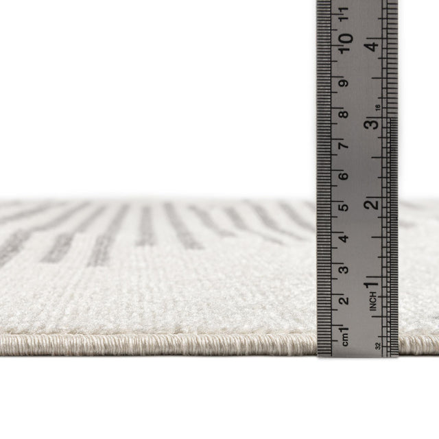 Ivory and Gray 6' 1 x 9' Kai Rectangle Area Rug Easy Clean 100% Polypropylene With Cotton Backing Modern Geometric Carpet for Living, Dining, Office, Bedroom for Sale at Rug Engine