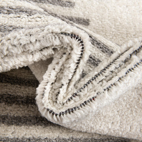 Ivory and Gray 4' 1 x 6' 1 Kai Rectangle Area Rug Easy Clean 100% Polypropylene With Cotton Backing Modern Geometric Carpet for Living, Dining, Office, Bedroom for Sale at Rug Engine
