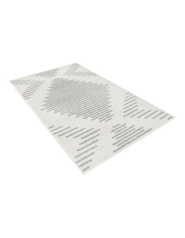Ivory and Gray 2' x 3' 1 Kai Rectangle Area Rug Easy Clean 100% Polypropylene With Cotton Backing Modern Geometric Carpet for Living, Dining, Office, Bedroom for Sale at Rug Engine
