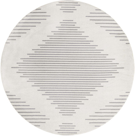 Ivory and Gray 10' x 10' Kai Round Area Rug Easy Clean 100% Polypropylene With Cotton Backing Modern Geometric Carpet for Living, Dining, Office, Bedroom for Sale at Rug Engine
