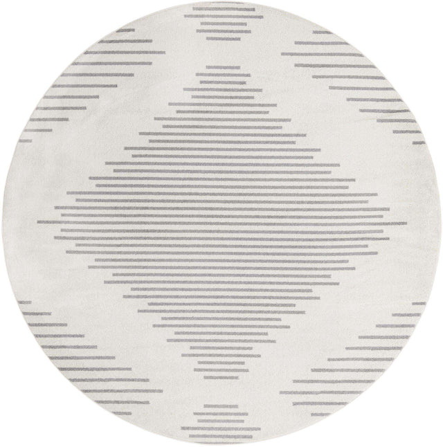 Ivory and Gray 10' x 10' Kai Round Area Rug Easy Clean 100% Polypropylene With Cotton Backing Modern Geometric Carpet for Living, Dining, Office, Bedroom for Sale at Rug Engine
