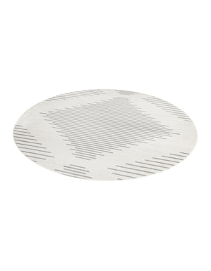 Ivory and Gray 7' 10 x 7' 10 Kai Round Area Rug Easy Clean 100% Polypropylene With Cotton Backing Modern Geometric Carpet for Living, Dining, Office, Bedroom for Sale at Rug Engine