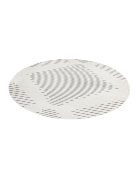Ivory and Gray 7' 10 x 7' 10 Kai Round Area Rug Easy Clean 100% Polypropylene With Cotton Backing Modern Geometric Carpet for Living, Dining, Office, Bedroom for Sale at Rug Engine