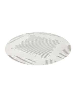 Ivory and Gray 7' 10 x 7' 10 Kai Round Area Rug Easy Clean 100% Polypropylene With Cotton Backing Modern Geometric Carpet for Living, Dining, Office, Bedroom for Sale at Rug Engine