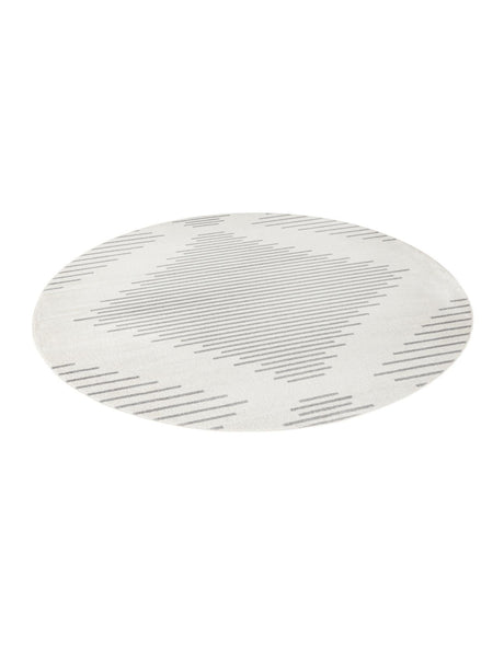 Ivory and Gray 7' 10 x 7' 10 Kai Round Area Rug Easy Clean 100% Polypropylene With Cotton Backing Modern Geometric Carpet for Living, Dining, Office, Bedroom for Sale at Rug Engine