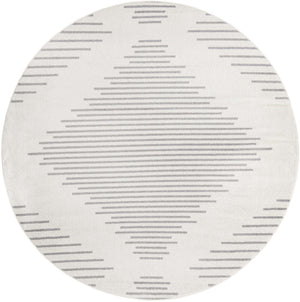 Ivory and Gray 7' 10 x 7' 10 Kai Round Area Rug Easy Clean 100% Polypropylene With Cotton Backing Modern Geometric Carpet for Living, Dining, Office, Bedroom for Sale at Rug Engine