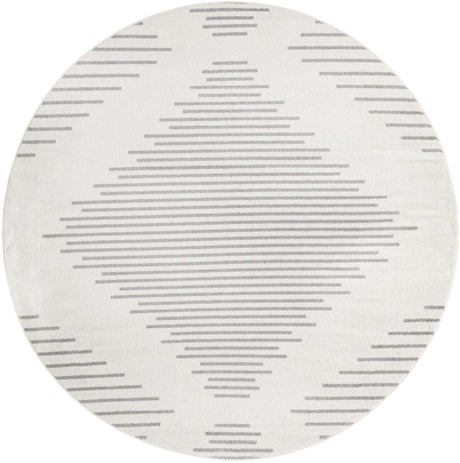 Ivory and Gray 7' 10 x 7' 10 Kai Round Area Rug Easy Clean 100% Polypropylene With Cotton Backing Modern Geometric Carpet for Living, Dining, Office, Bedroom for Sale at Rug Engine