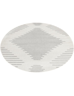 Ivory and Gray 6' 1 x 6' 1 Kai Round Area Rug Easy Clean 100% Polypropylene With Cotton Backing Modern Geometric Carpet for Living, Dining, Office, Bedroom for Sale at Rug Engine