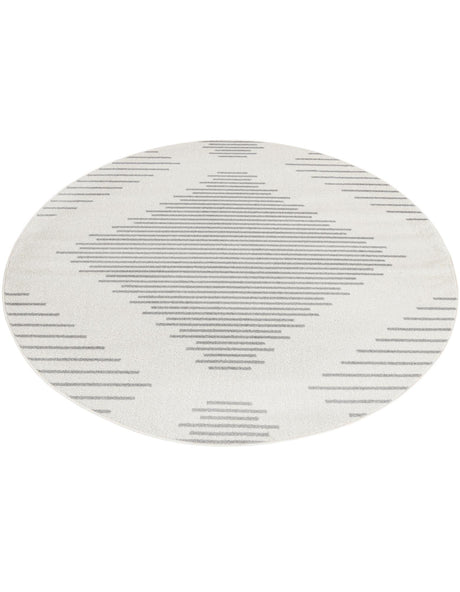 Ivory and Gray 6' 1 x 6' 1 Kai Round Area Rug Easy Clean 100% Polypropylene With Cotton Backing Modern Geometric Carpet for Living, Dining, Office, Bedroom for Sale at Rug Engine