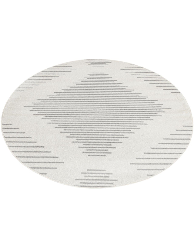 Ivory and Gray 6' 1 x 6' 1 Kai Round Area Rug Easy Clean 100% Polypropylene With Cotton Backing Modern Geometric Carpet for Living, Dining, Office, Bedroom for Sale at Rug Engine