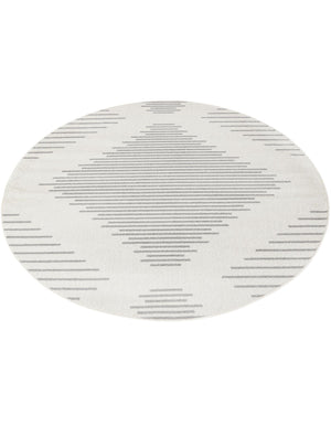 Ivory and Gray 6' 1 x 6' 1 Kai Round Area Rug Easy Clean 100% Polypropylene With Cotton Backing Modern Geometric Carpet for Living, Dining, Office, Bedroom for Sale at Rug Engine