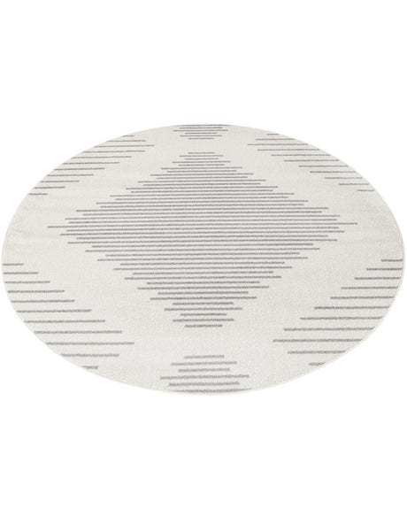 Ivory and Gray 6' 1 x 6' 1 Kai Round Area Rug Easy Clean 100% Polypropylene With Cotton Backing Modern Geometric Carpet for Living, Dining, Office, Bedroom for Sale at Rug Engine