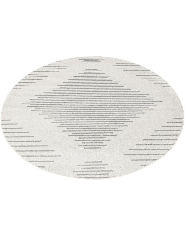 Ivory and Gray 6' 1 x 6' 1 Kai Round Area Rug Easy Clean 100% Polypropylene With Cotton Backing Modern Geometric Carpet for Living, Dining, Office, Bedroom for Sale at Rug Engine