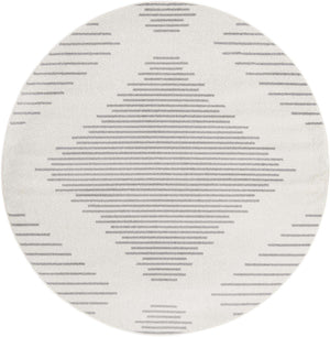 Ivory and Gray 6' 1 x 6' 1 Kai Round Area Rug Easy Clean 100% Polypropylene With Cotton Backing Modern Geometric Carpet for Living, Dining, Office, Bedroom for Sale at Rug Engine