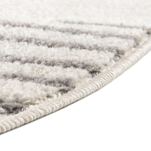 Ivory and Gray 3' 1 x 3' 1 Kai Round Area Rug Easy Clean 100% Polypropylene With Cotton Backing Modern Geometric Carpet for Living, Dining, Office, Bedroom for Sale at Rug Engine