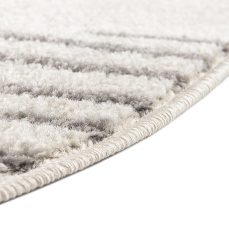 Ivory and Gray 4' 1 x 4' 1 Kai Round Area Rug Easy Clean 100% Polypropylene With Cotton Backing Modern Geometric Carpet for Living, Dining, Office, Bedroom for Sale at Rug Engine