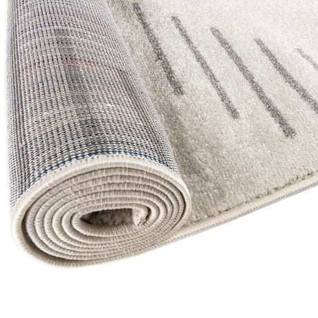 Ivory and Gray 7' 10 x 7' 10 Kai Round Area Rug Easy Clean 100% Polypropylene With Cotton Backing Modern Geometric Carpet for Living, Dining, Office, Bedroom for Sale at Rug Engine