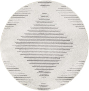 Ivory and Gray 4' 1 x 4' 1 Kai Round Area Rug Easy Clean 100% Polypropylene With Cotton Backing Modern Geometric Carpet for Living, Dining, Office, Bedroom for Sale at Rug Engine