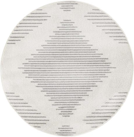 Ivory and Gray 4' 1 x 4' 1 Kai Round Area Rug Easy Clean 100% Polypropylene With Cotton Backing Modern Geometric Carpet for Living, Dining, Office, Bedroom for Sale at Rug Engine