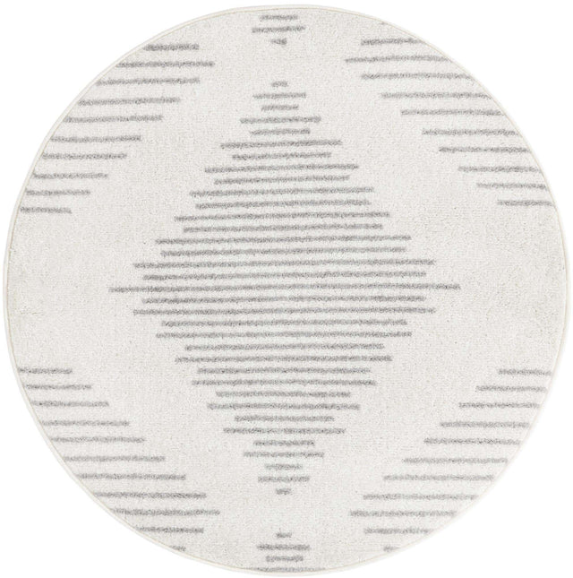 Ivory and Gray 3' 1 x 3' 1 Kai Round Area Rug Easy Clean 100% Polypropylene With Cotton Backing Modern Geometric Carpet for Living, Dining, Office, Bedroom for Sale at Rug Engine
