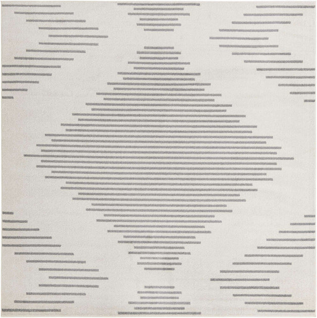Ivory and Gray 10' x 10' Kai Square Area Rug Easy Clean 100% Polypropylene With Cotton Backing Modern Geometric Carpet for Living, Dining, Office, Bedroom for Sale at Rug Engine