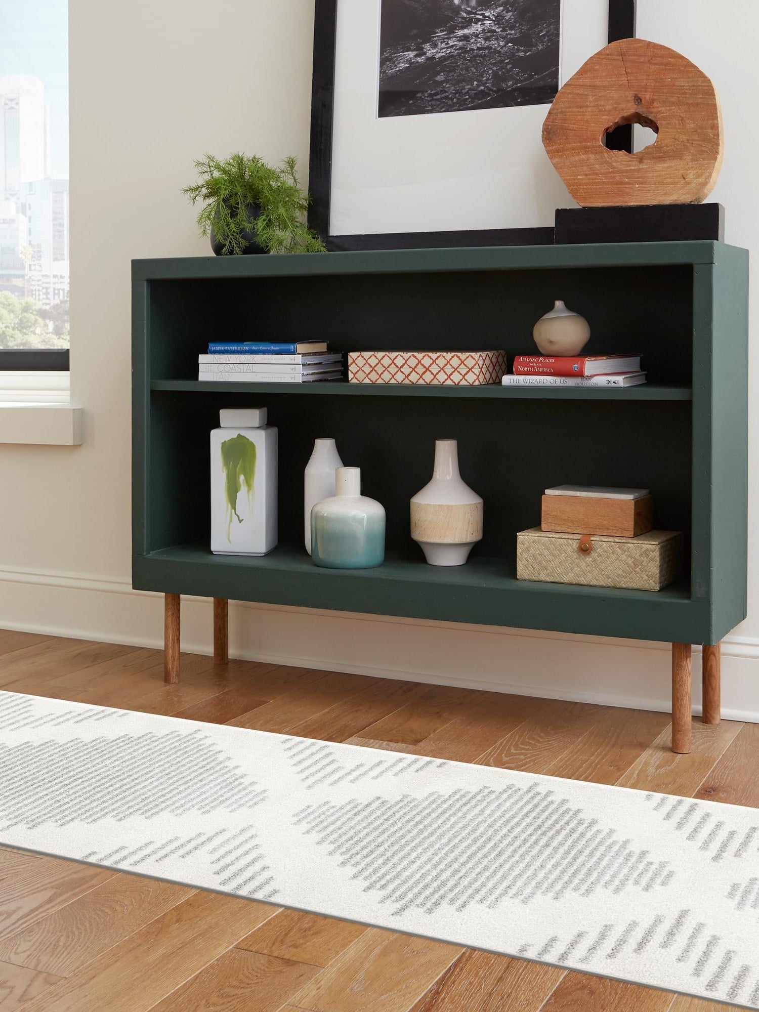 Ivory and Gray 2' x 6' 1 Kai Runner Area Rug Easy Clean 100% Polypropylene With Cotton Backing Modern Geometric Carpet for Living, Dining, Office, Bedroom for Sale at Rug Engine