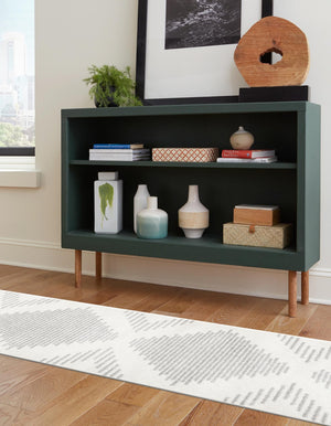 Ivory and Gray 2' 7 x 8' Kai Runner Area Rug Easy Clean 100% Polypropylene With Cotton Backing Modern Geometric Carpet for Living, Dining, Office, Bedroom for Sale at Rug Engine