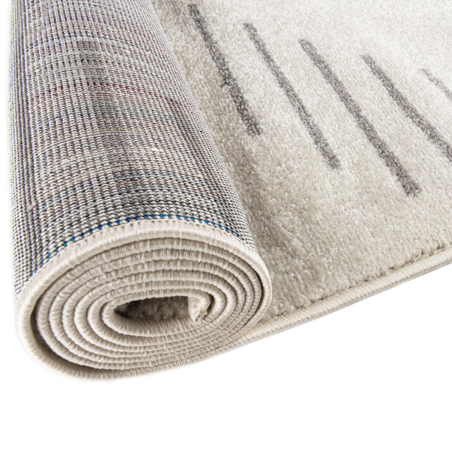Ivory and Gray 2' 7 x 10' Kai Runner Area Rug Easy Clean 100% Polypropylene With Cotton Backing Modern Geometric Carpet for Living, Dining, Office, Bedroom for Sale at Rug Engine