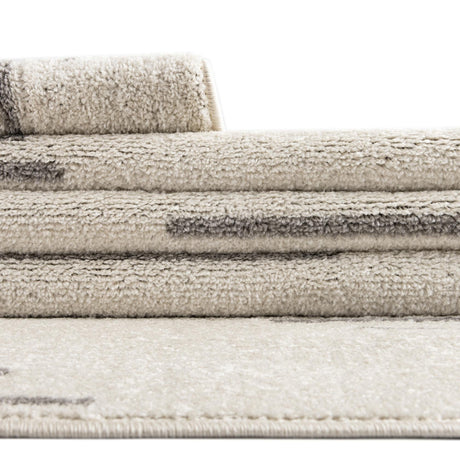 Ivory and Gray 2' 7 x 10' Kai Runner Area Rug Easy Clean 100% Polypropylene With Cotton Backing Modern Geometric Carpet for Living, Dining, Office, Bedroom for Sale at Rug Engine