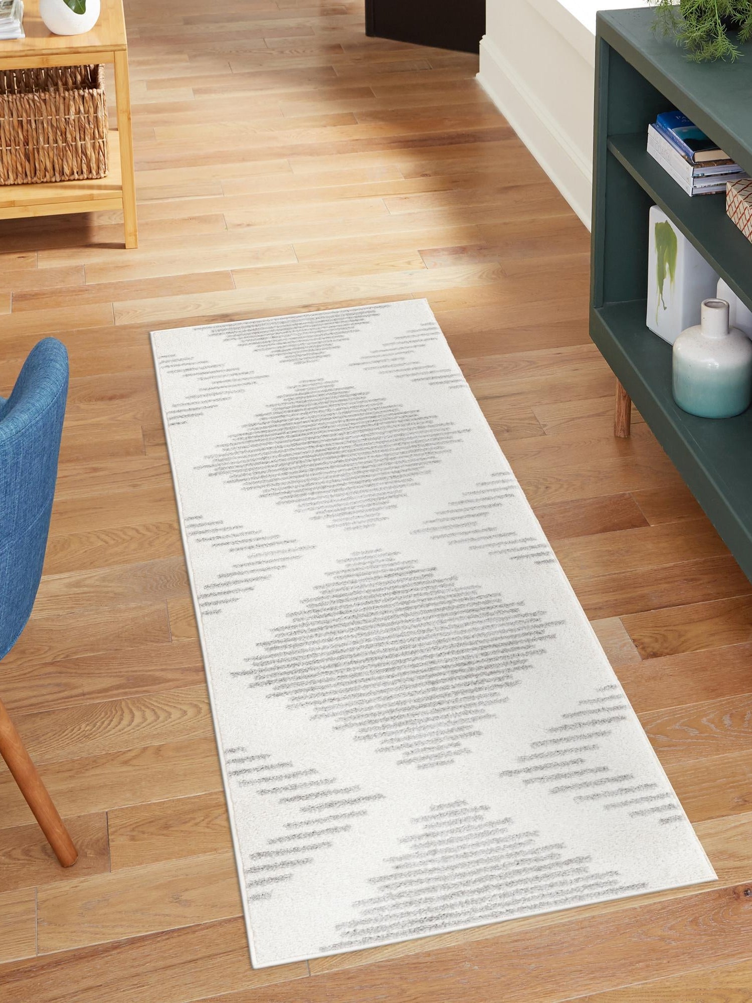 Ivory and Gray 2' 7 x 8' Kai Runner Area Rug Easy Clean 100% Polypropylene With Cotton Backing Modern Geometric Carpet for Living, Dining, Office, Bedroom for Sale at Rug Engine