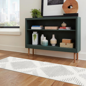 Ivory and Gray 2' 7 x 8' Kai Runner Area Rug Easy Clean 100% Polypropylene With Cotton Backing Modern Geometric Carpet for Living, Dining, Office, Bedroom for Sale at Rug Engine
