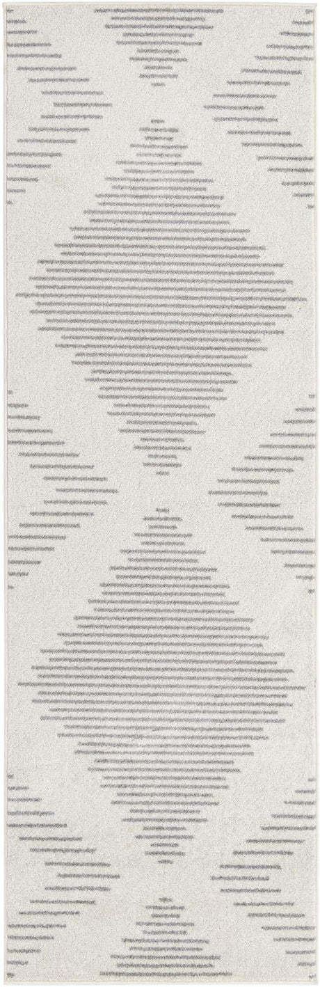 Ivory and Gray 2' 7 x 8' Kai Runner Area Rug Easy Clean 100% Polypropylene With Cotton Backing Modern Geometric Carpet for Living, Dining, Office, Bedroom for Sale at Rug Engine