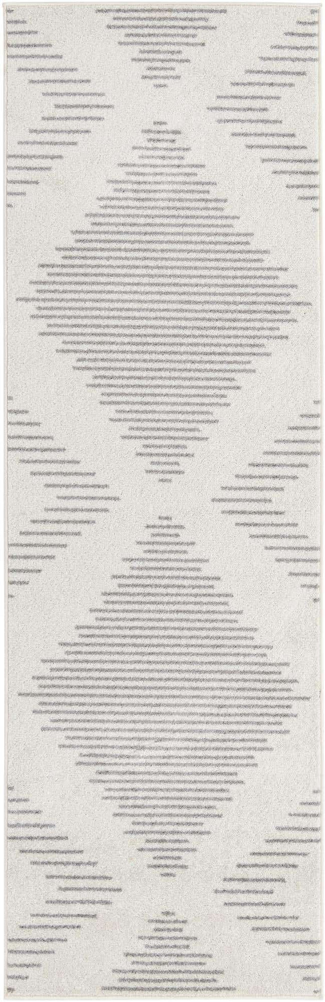Ivory and Gray 2' 7 x 8' Kai Runner Area Rug Easy Clean 100% Polypropylene With Cotton Backing Modern Geometric Carpet for Living, Dining, Office, Bedroom for Sale at Rug Engine