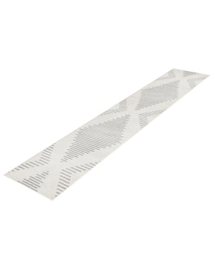 Ivory and Gray 2' 7 x 10' Kai Runner Area Rug Easy Clean 100% Polypropylene With Cotton Backing Modern Geometric Carpet for Living, Dining, Office, Bedroom for Sale at Rug Engine