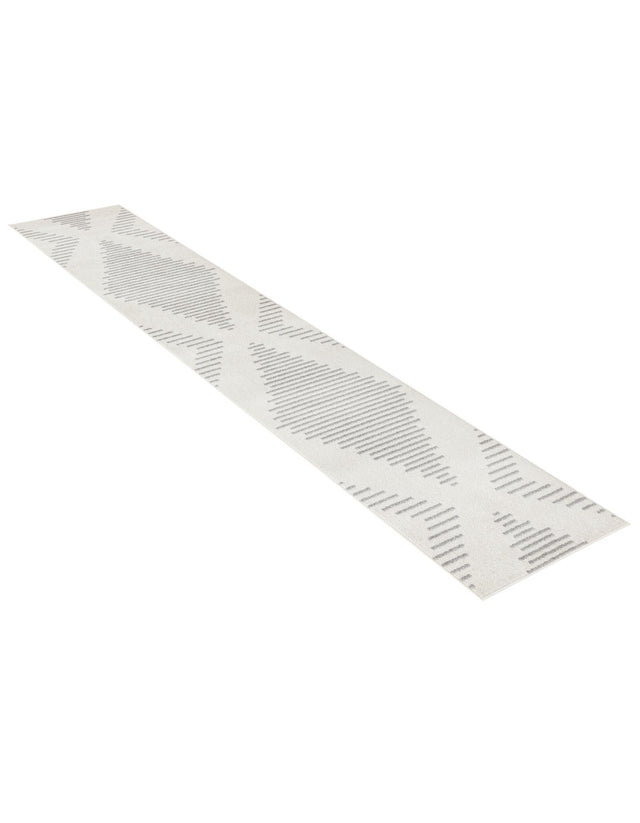 Ivory and Gray 2' 7 x 10' Kai Runner Area Rug Easy Clean 100% Polypropylene With Cotton Backing Modern Geometric Carpet for Living, Dining, Office, Bedroom for Sale at Rug Engine