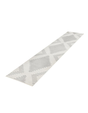 Ivory and Gray 3' 3 x 12' Kai Runner Area Rug Easy Clean 100% Polypropylene With Cotton Backing Modern Geometric Carpet for Living, Dining, Office, Bedroom for Sale at Rug Engine