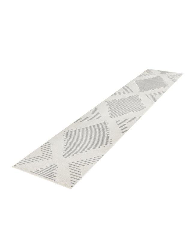 Ivory and Gray 3' 3 x 12' Kai Runner Area Rug Easy Clean 100% Polypropylene With Cotton Backing Modern Geometric Carpet for Living, Dining, Office, Bedroom for Sale at Rug Engine