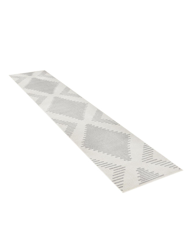 Ivory and Gray 3' 3 x 12' Kai Runner Area Rug Easy Clean 100% Polypropylene With Cotton Backing Modern Geometric Carpet for Living, Dining, Office, Bedroom for Sale at Rug Engine