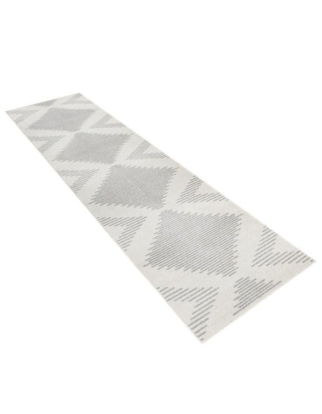 Ivory and Gray 3' 3 x 14' 1 Kai Runner Area Rug Easy Clean 100% Polypropylene With Cotton Backing Modern Geometric Carpet for Living, Dining, Office, Bedroom for Sale at Rug Engine