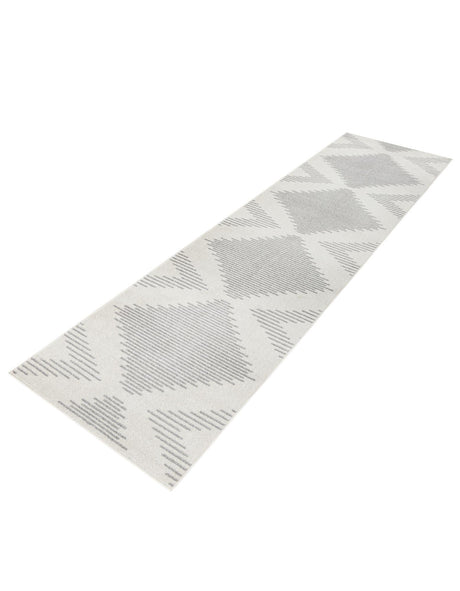 Ivory and Gray 3' 3 x 14' 1 Kai Runner Area Rug Easy Clean 100% Polypropylene With Cotton Backing Modern Geometric Carpet for Living, Dining, Office, Bedroom for Sale at Rug Engine