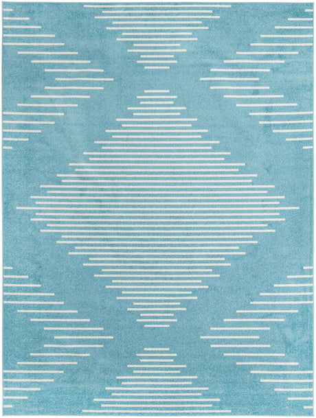 Light Blue 10' x 13' 1 Kai Rectangle Area Rug Easy Clean 100% Polypropylene With Cotton Backing Modern Geometric Carpet for Living, Dining, Office, Bedroom for Sale at Rug Engine