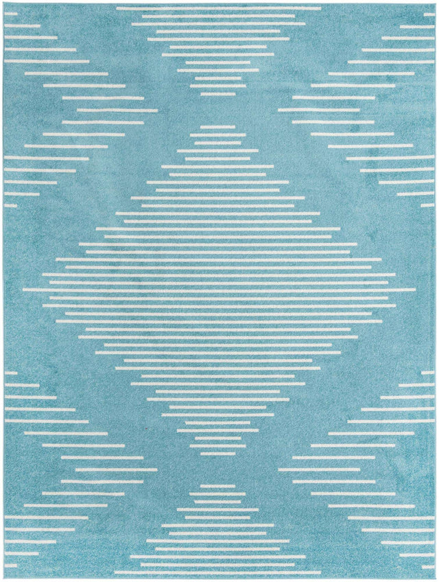 Light Blue 10' x 13' 1 Kai Rectangle Area Rug Easy Clean 100% Polypropylene With Cotton Backing Modern Geometric Carpet for Living, Dining, Office, Bedroom for Sale at Rug Engine