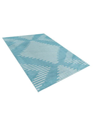 Light Blue 9' x 12' Kai Rectangle Area Rug Easy Clean 100% Polypropylene With Cotton Backing Modern Geometric Carpet for Living, Dining, Office, Bedroom for Sale at Rug Engine