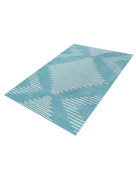 Light Blue 9' x 12' Kai Rectangle Area Rug Easy Clean 100% Polypropylene With Cotton Backing Modern Geometric Carpet for Living, Dining, Office, Bedroom for Sale at Rug Engine