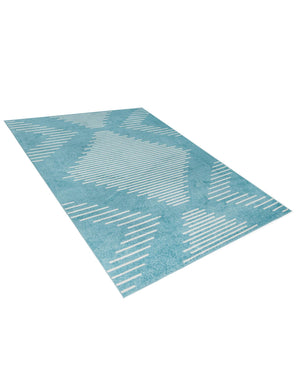 Light Blue 7' 10 x 10' Kai Rectangle Area Rug Easy Clean 100% Polypropylene With Cotton Backing Modern Geometric Carpet for Living, Dining, Office, Bedroom for Sale at Rug Engine