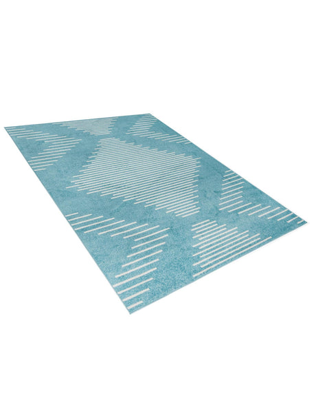Light Blue 7' 10 x 10' Kai Rectangle Area Rug Easy Clean 100% Polypropylene With Cotton Backing Modern Geometric Carpet for Living, Dining, Office, Bedroom for Sale at Rug Engine