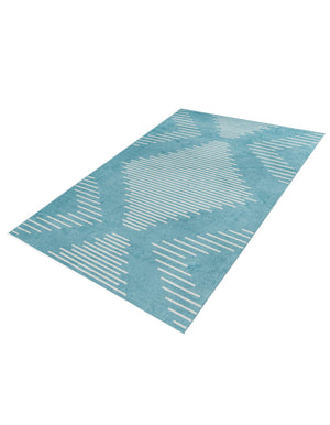 Light Blue 7' 10 x 10' Kai Rectangle Area Rug Easy Clean 100% Polypropylene With Cotton Backing Modern Geometric Carpet for Living, Dining, Office, Bedroom for Sale at Rug Engine